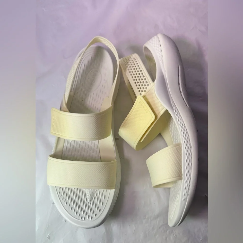 CROCS Women's Cream/Off-White Dual Strap Sandals
